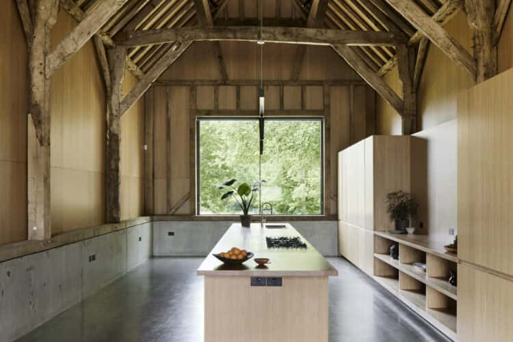 Old meets new at a masterfully renovated 400-year-old farmhouse in the South Downs